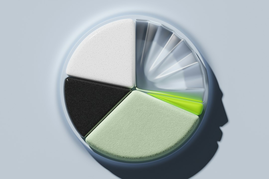 close-up of a segmented circular object with varying textures and colors